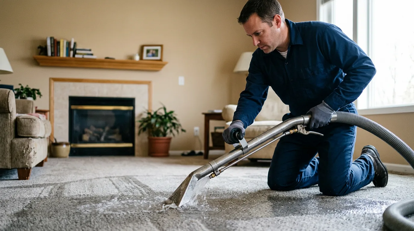 Water damage restoration technician working near Grant, OK